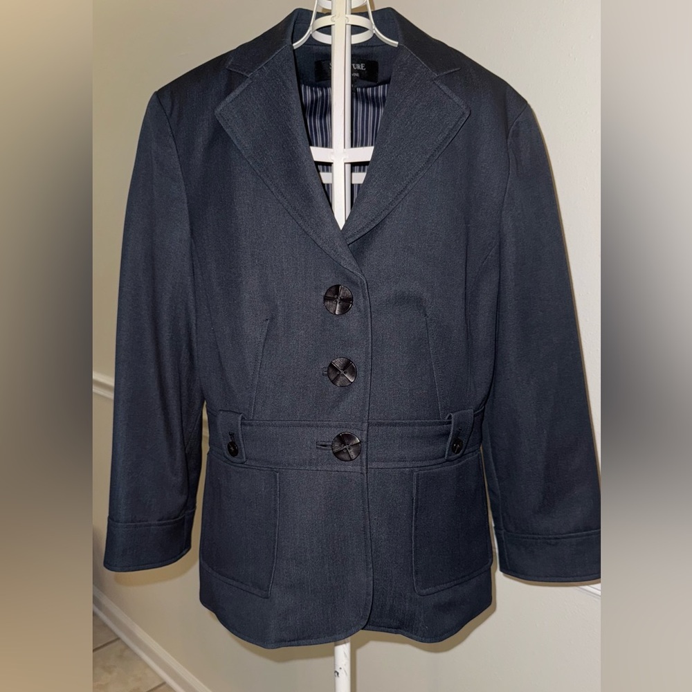 Signature by Larry Levine Tailored Charcoal Gray Blazer – Size 4
